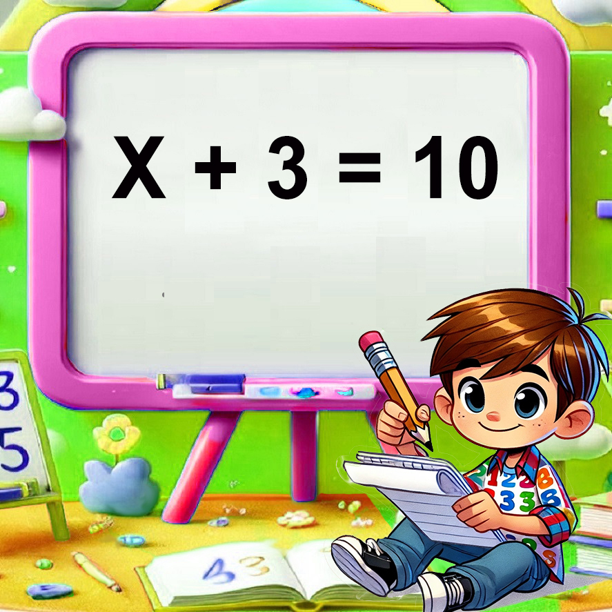 Algebra practice: x + 3 = 10; x = ?